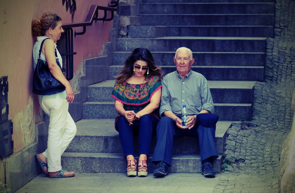 people, tourists, women